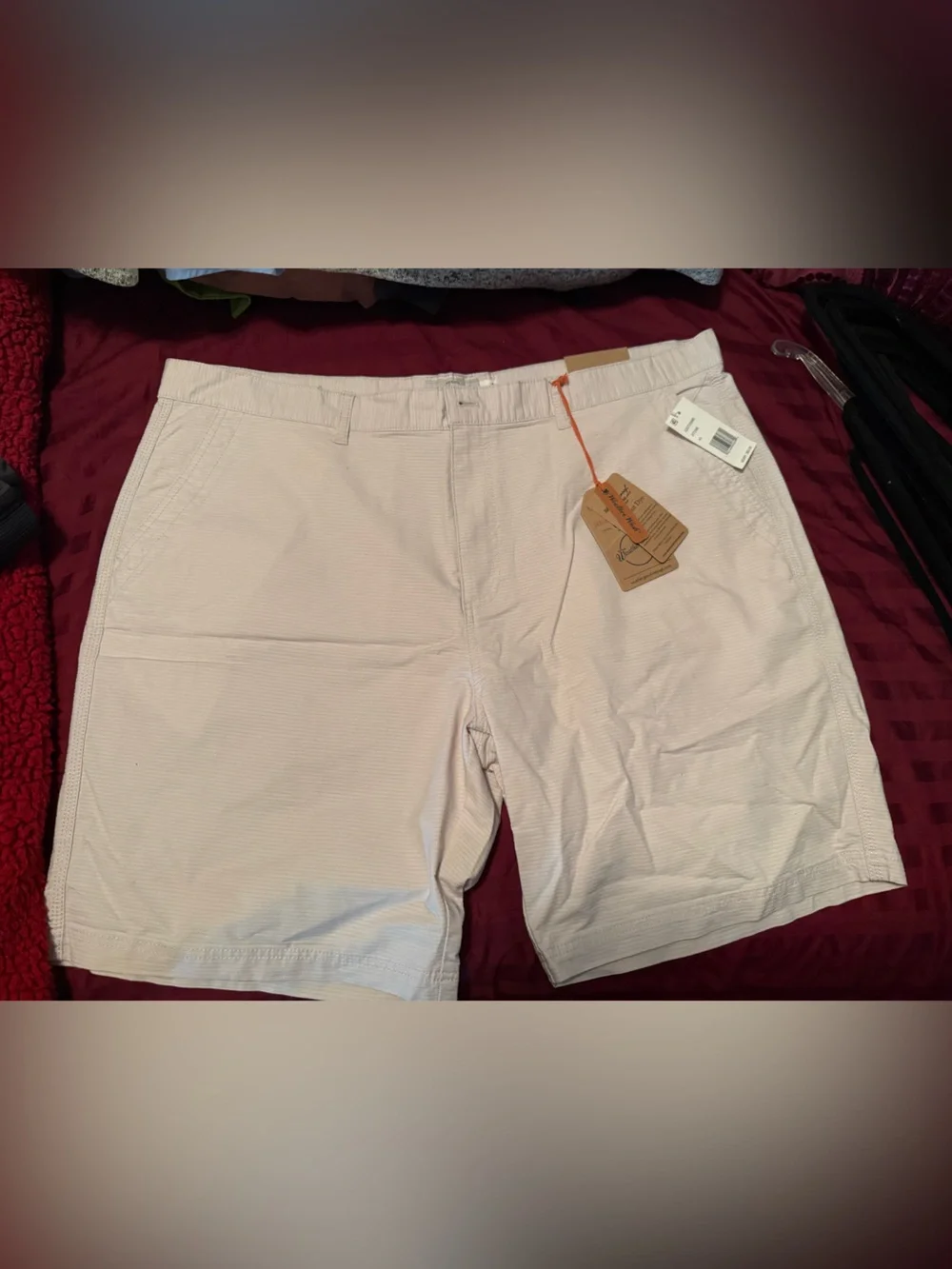 Weatherproof Men's Light Beige Flat Front Shorts